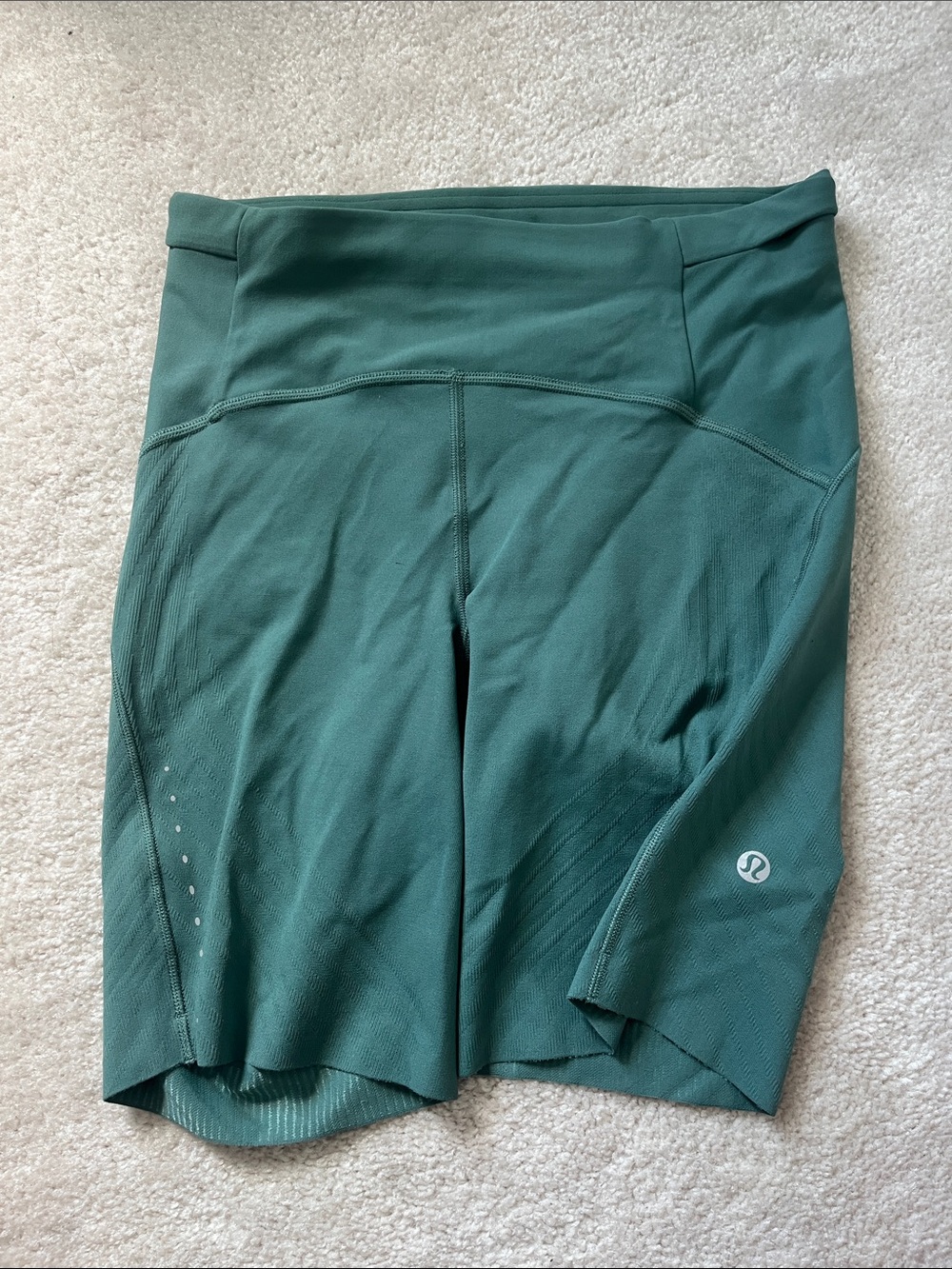 lululemon athletica women’s teal green high-rise bike shorts